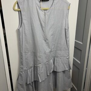 Gray Sleeveless Ruffle Hem Top